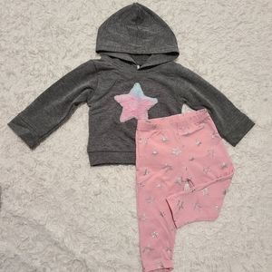 Star Hoodie and Pants Set for Baby Girl